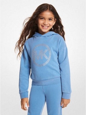 Felpe Michael Kors Embellished Logo Cotone Bambino Blu | 205794-YDI