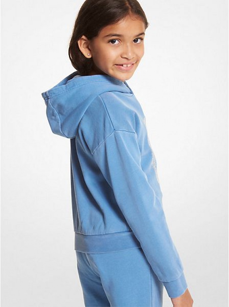 Felpe Michael Kors Embellished Logo Cotone Bambino Blu | 205794-YDI